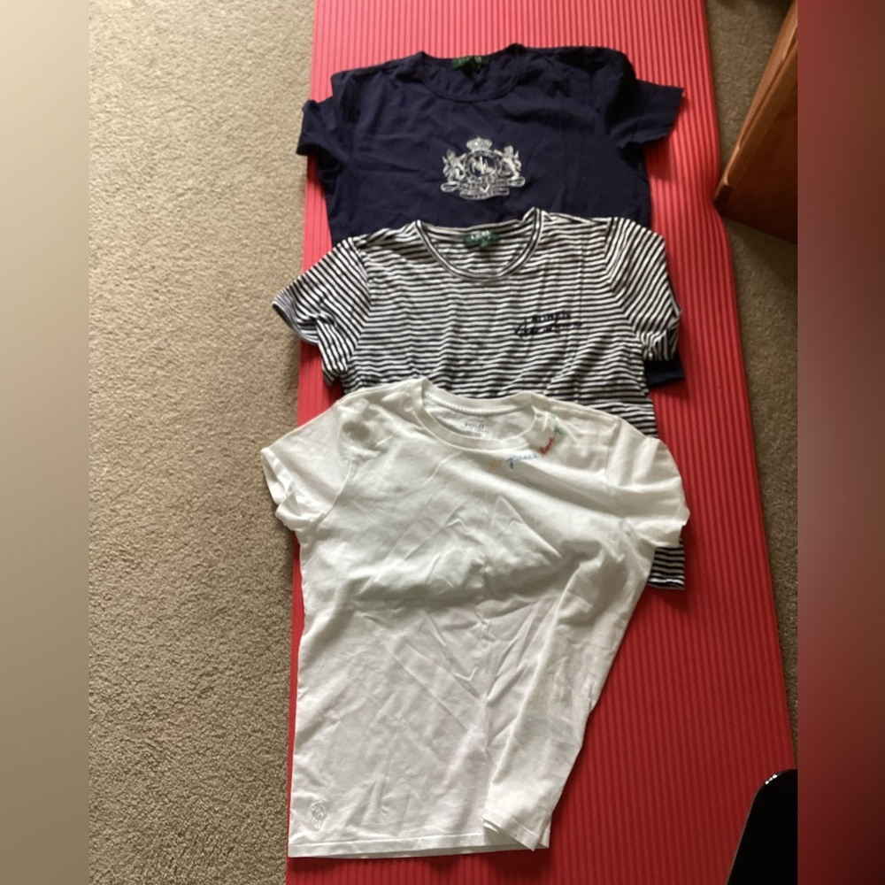 Ralph Lauren, M, Set of 3 Women Tops - Navy, Striped Navy/White, White